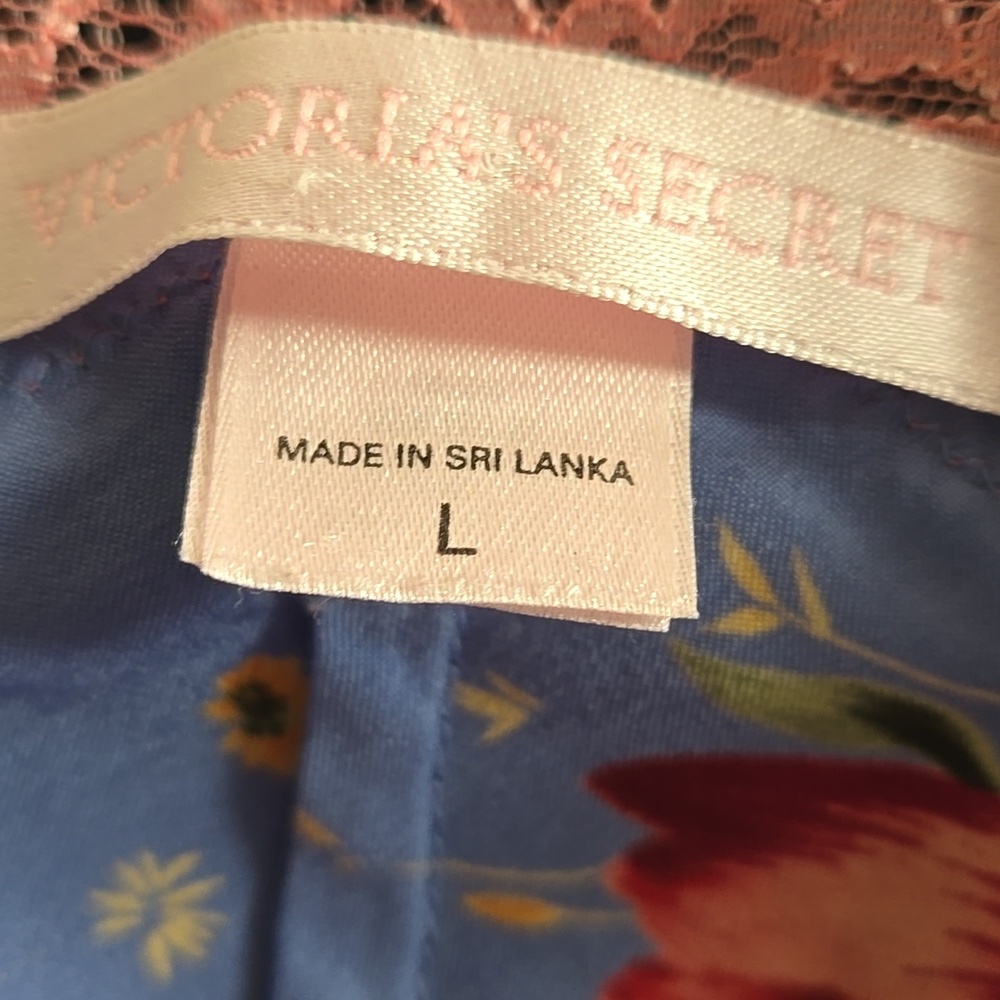 Victoria's Secret 2002 Blue Floral Slip Nightgown Lace Trim Y2K Lingerie Large - Picture 4 of 5
